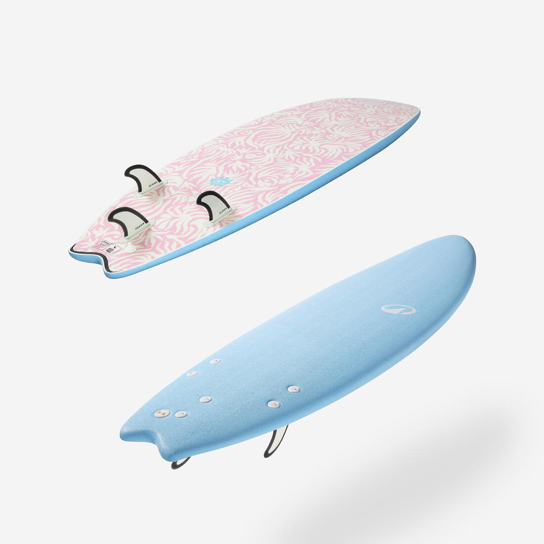 Planche de surf en mousse 6' swallow tail 49L - bleu ciel