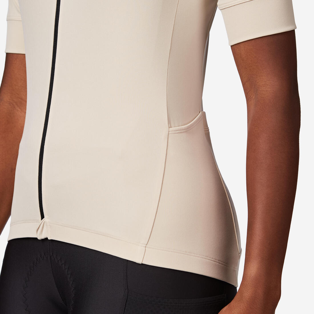 Maillot manches courtes de vélo de route femme - Discover beige