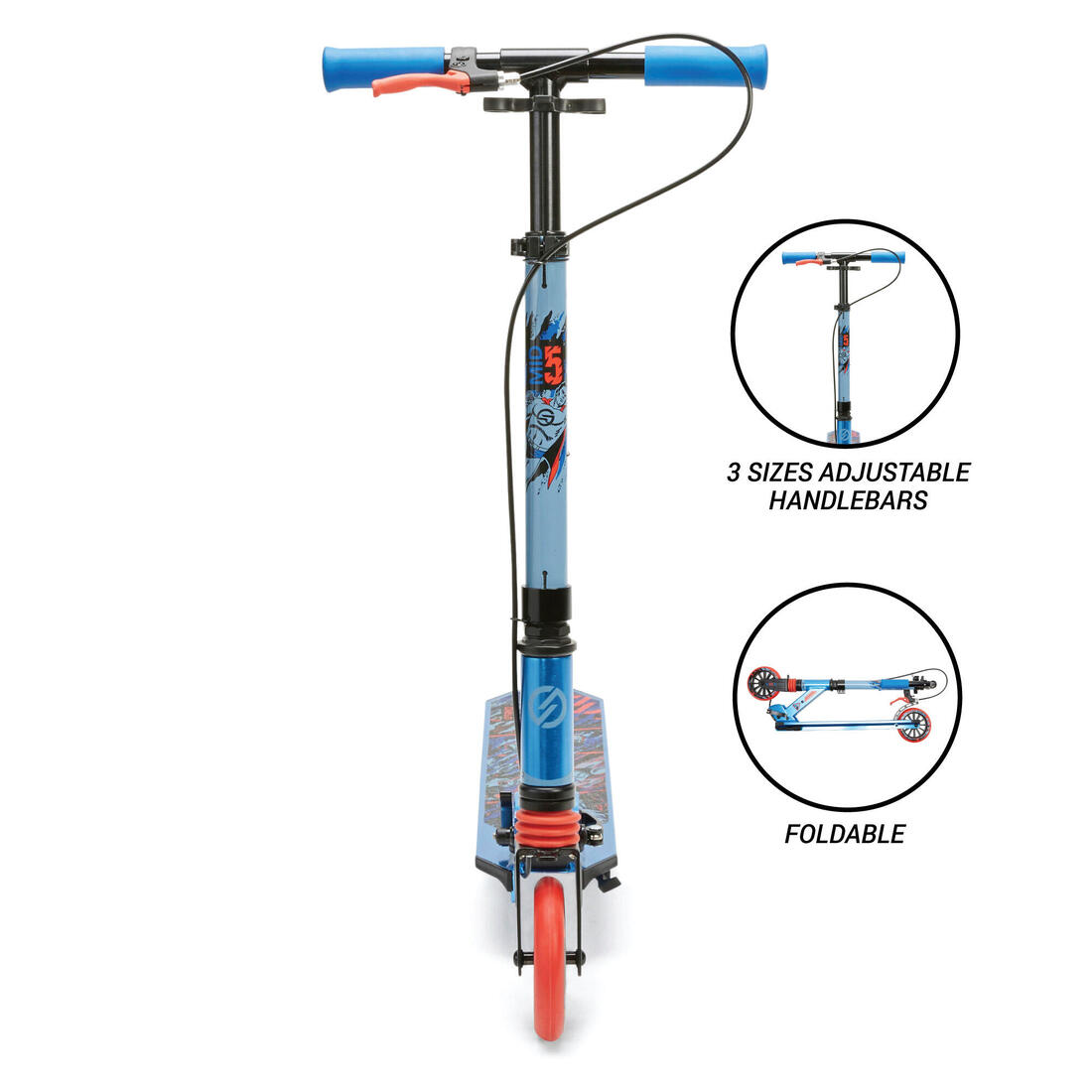 Trottinette enfant mid5 avec frein au guidon et suspension violette