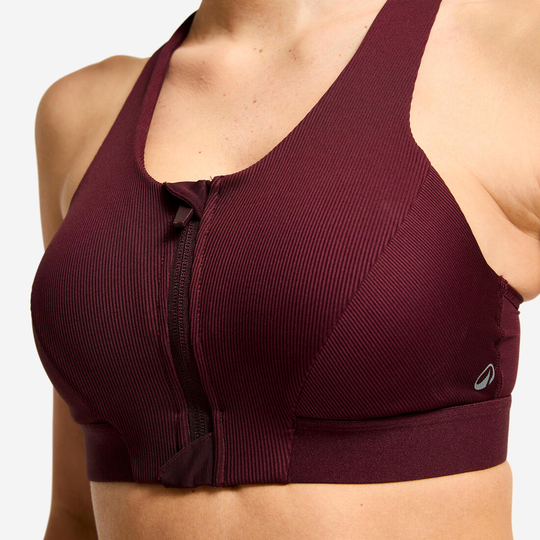 Brassière côtelée zippée maintien modéré Femme