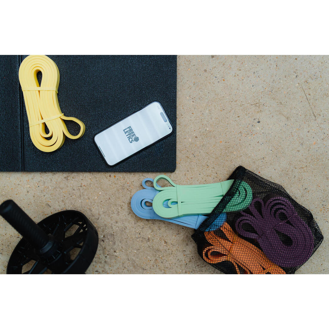 Lot 5 élastiques de musculation 10,15,20,30,40kg avec 3 mois offerts Freeletics