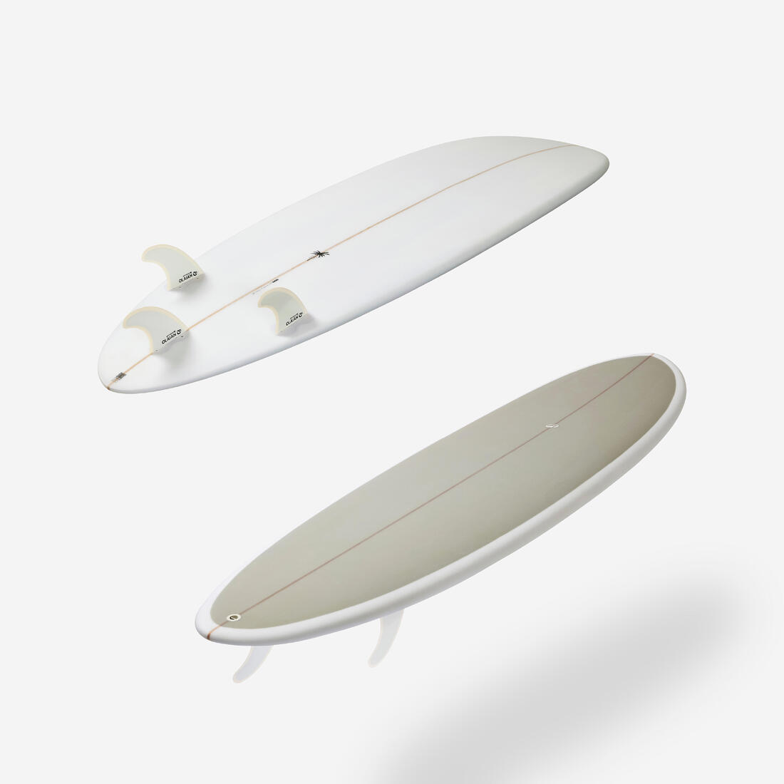 Planche de surf hybride en résine 6'4 40L avec 3 ailerons - kaki