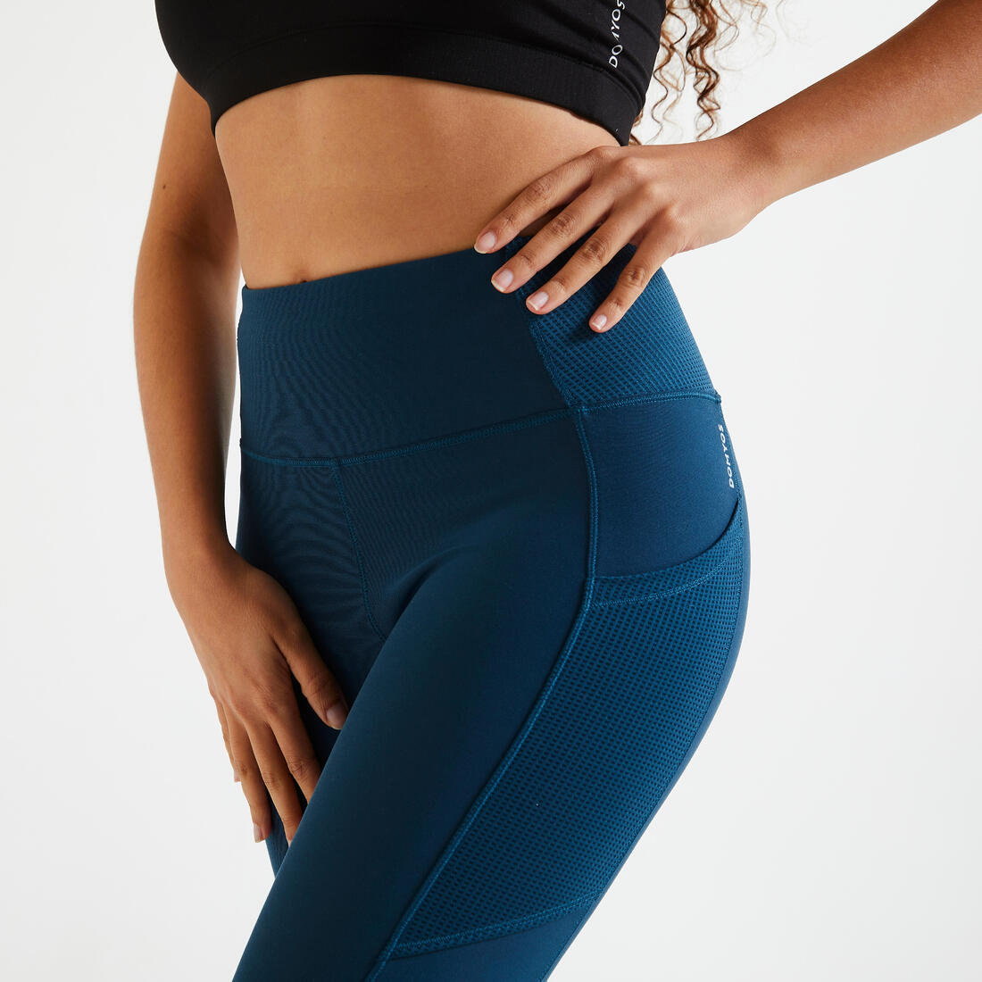 Legging court avec poche téléphone Fitness Cardio Femme Noir
