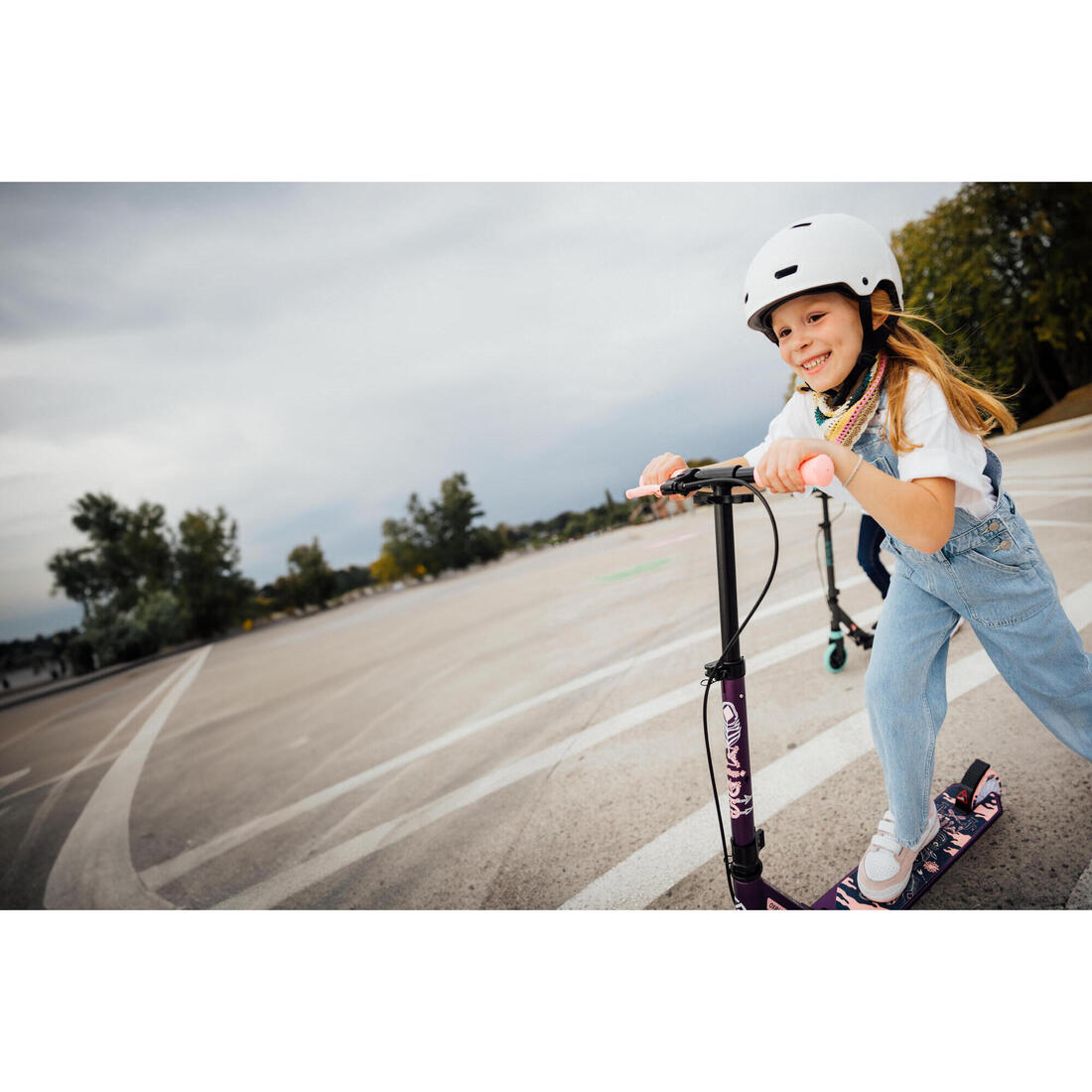 Trottinette enfant mid5 avec frein au guidon et suspension violette
