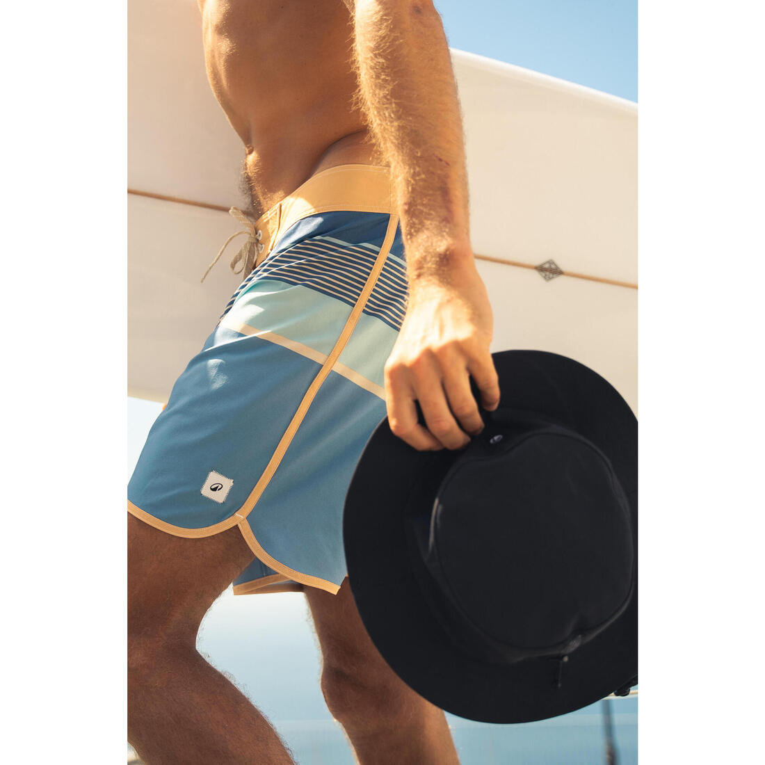 Boardshort surf short de bain surf mi-long 18" homme, 500 Marin