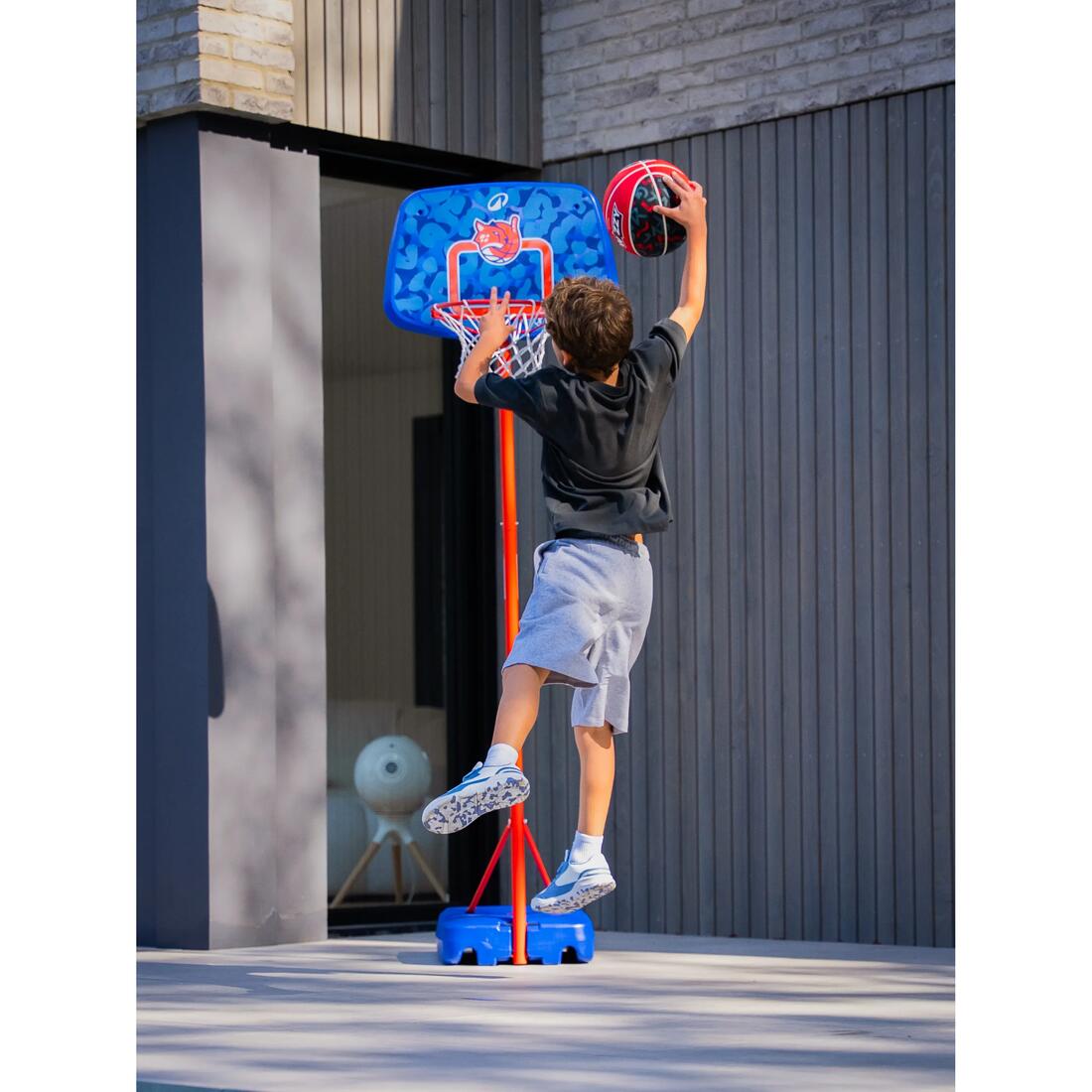 Panier de basket sur pied réglable de 1,30m à 1,60m Enfant - K500 Aniball bleu
