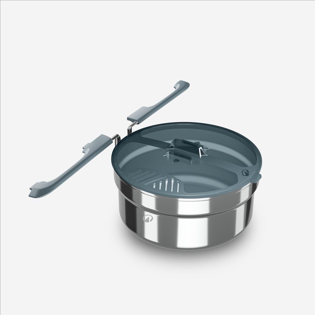 Popote de camping en acier inoxydable pour 1 personne, 6 éléments.