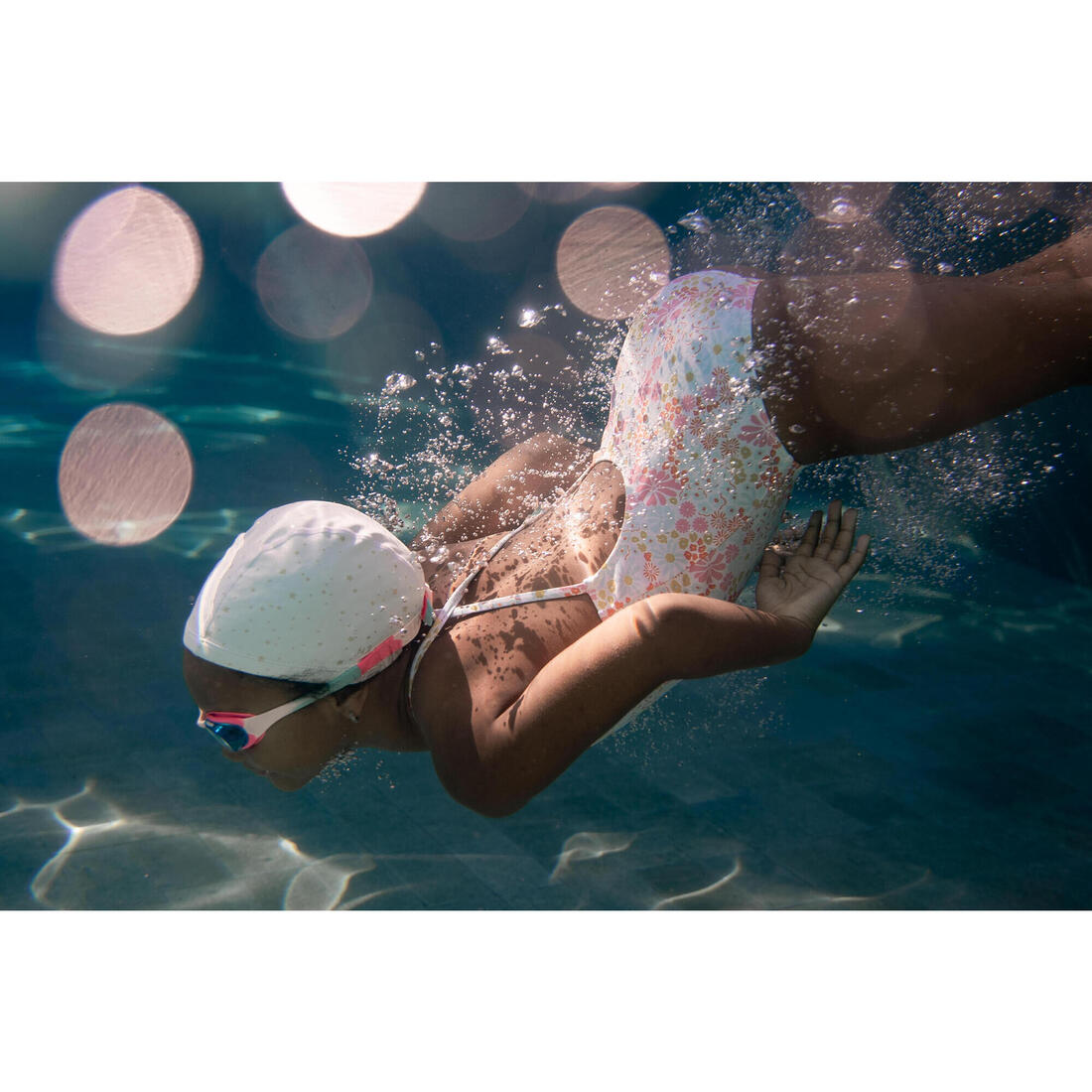 Bonnet de Bain en Maille Enduite - Tissu Imprimé - Taille S - Rose Marg