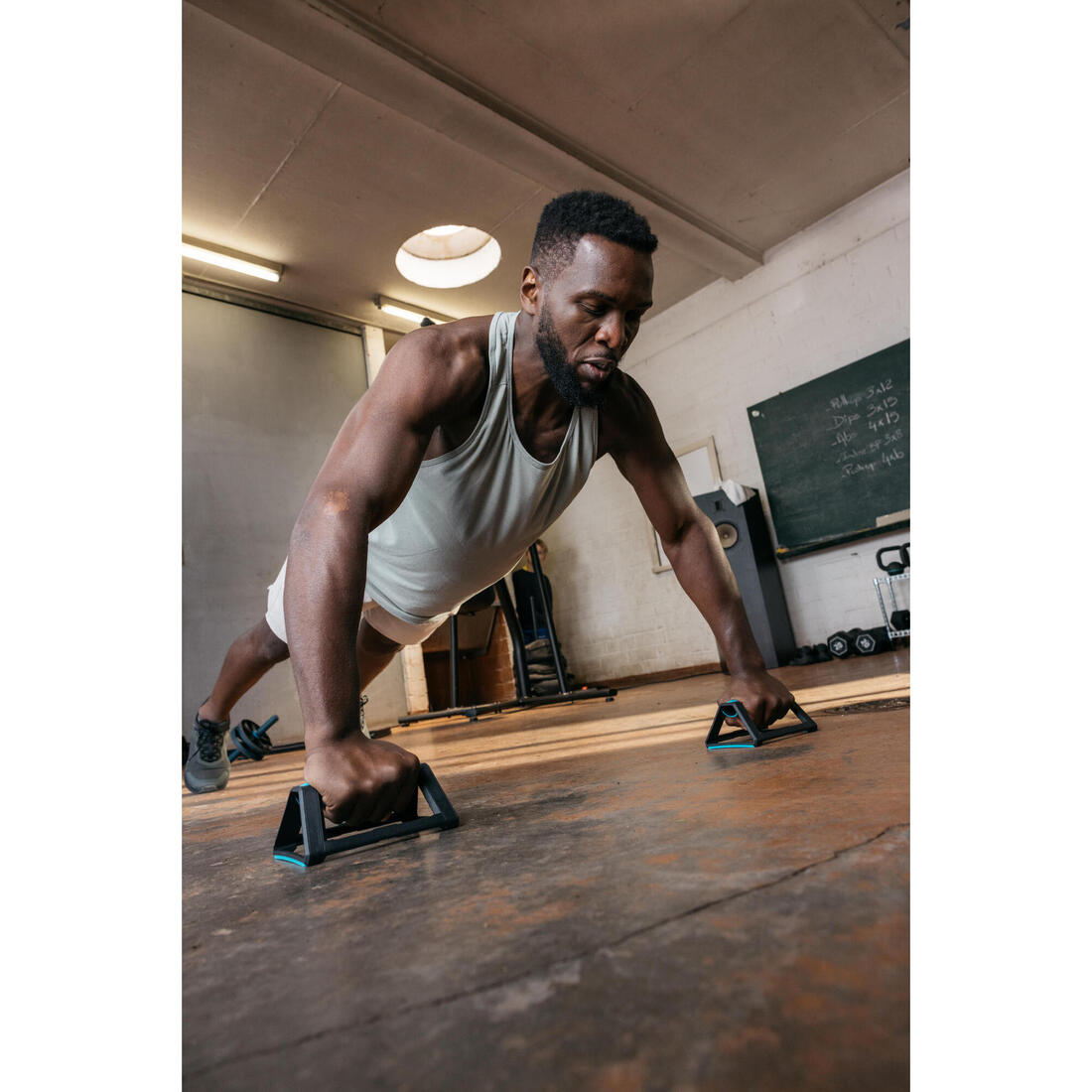 Poignées pour pompe - push up bars 500 bleu