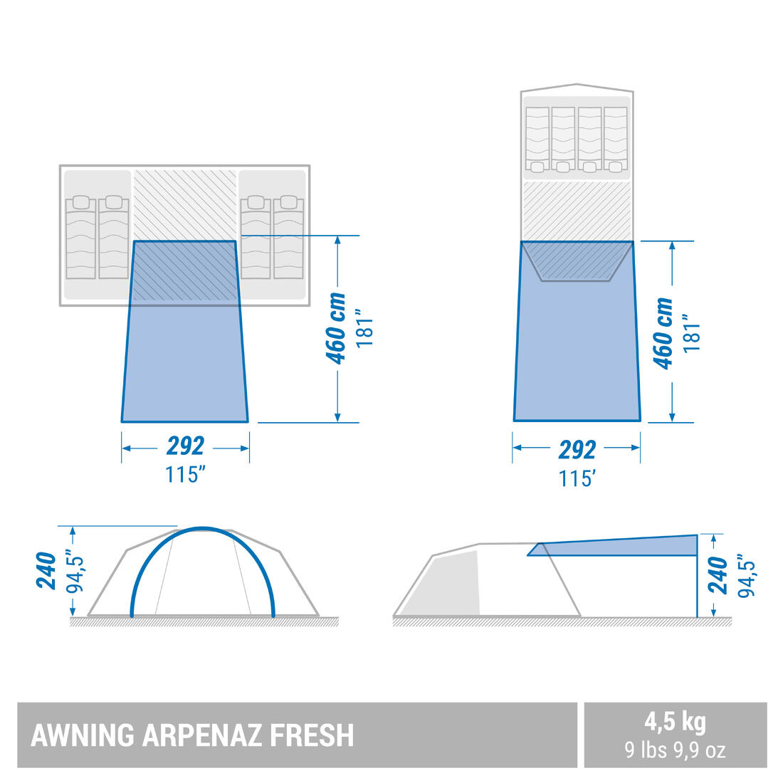 Auvent de camping - arpenaz fresh - 6 personnes