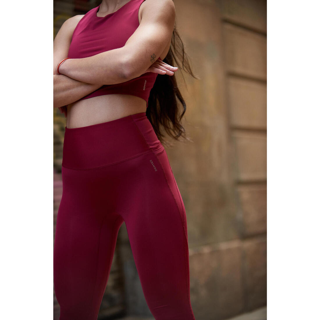 Legging taille haute gainant Fitness Cardio Femme