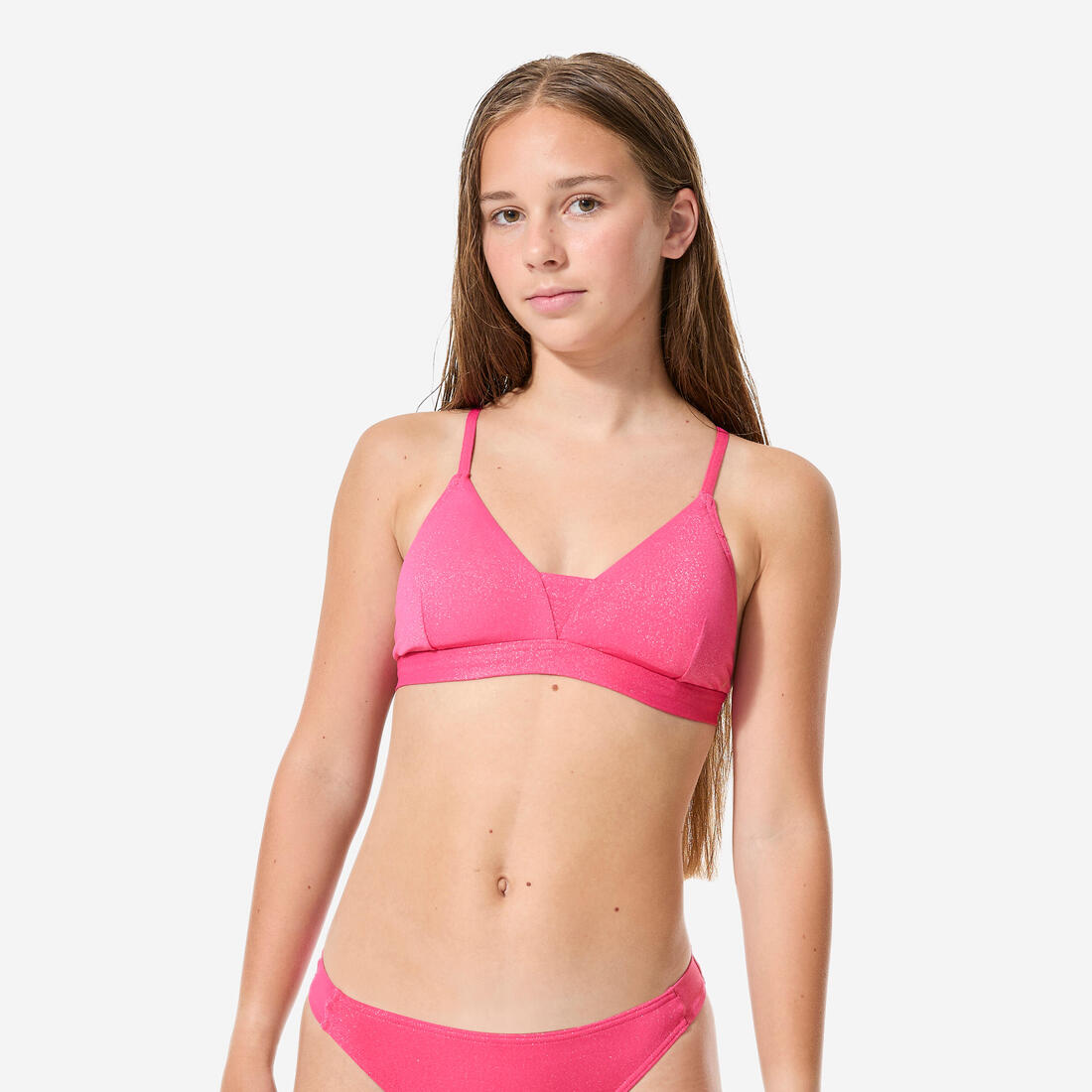 Haut de maillot de bain lurex surf dos croisé réglable fille, Lizy