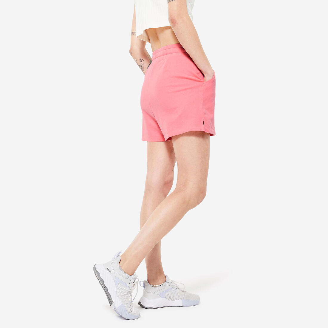 Short Fitness Femme - 520 Gris chiné clair