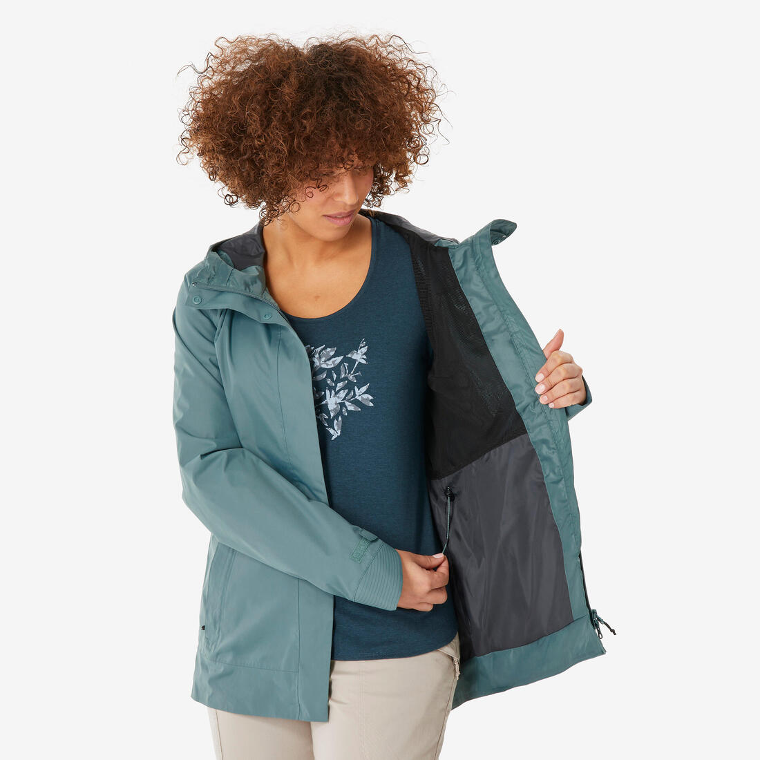 Veste de randonnée imperméable femme, NH500
