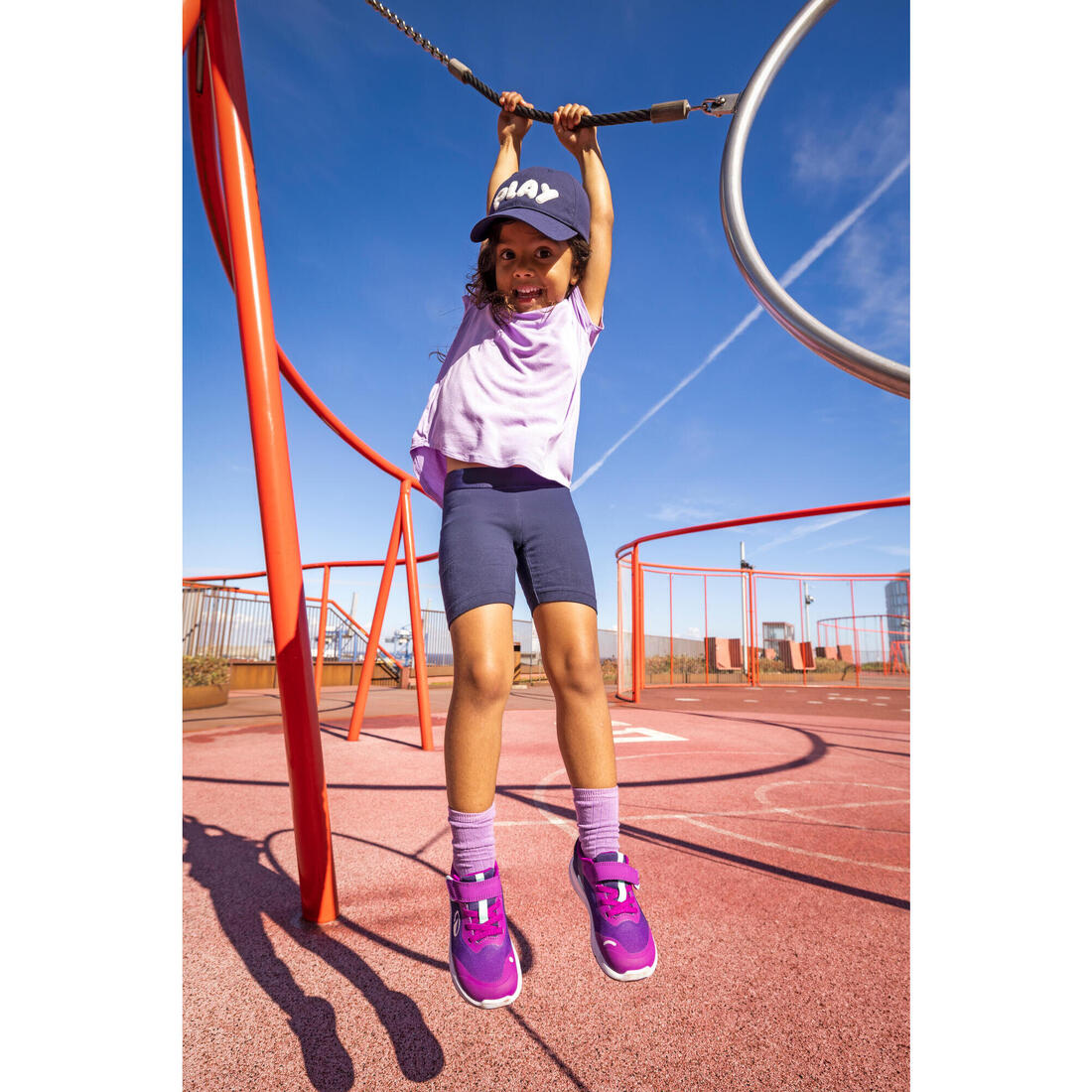 Casquette multisport ajustable bébé mixte, Rose blanc terracotta