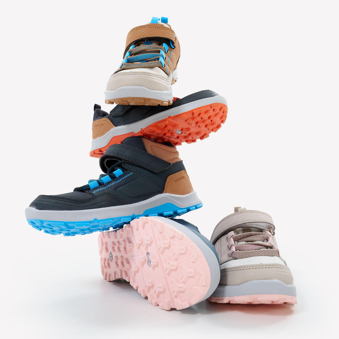 Chaussures de randonnée déperlantes à scratch 28 au 34 enfant, NH500