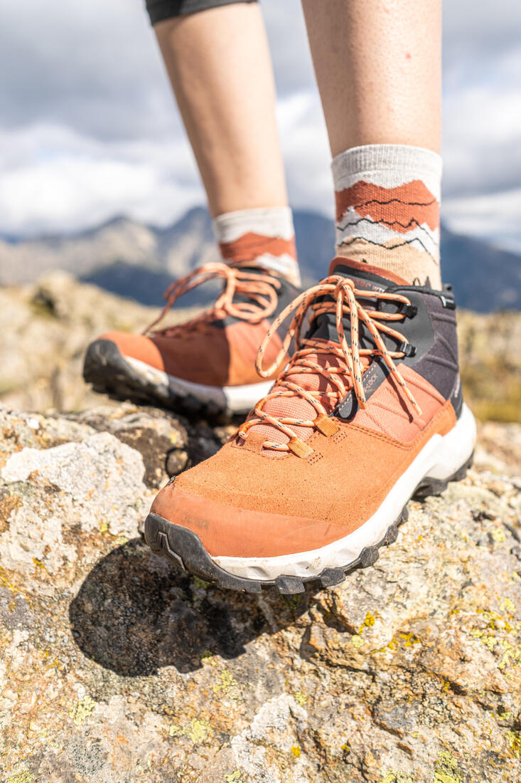Chaussures imperméables de randonnée montagne - mh500 mid - femme