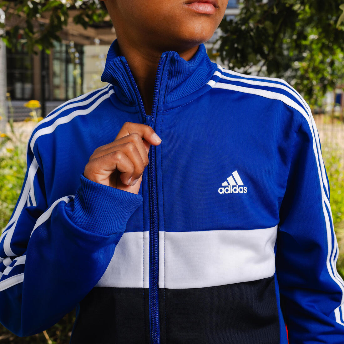 Survêtement 3 bandes Adidas enfant - noir et bleu