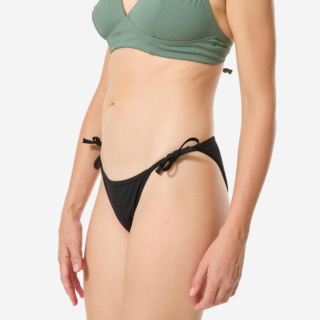 Bas de maillot de bain surf culotte nouée texturée femme, Sandy simy noir