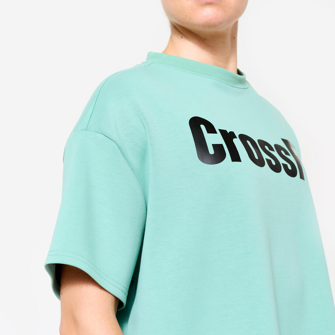 Tee shirt de crossfit® crop top femme, vert