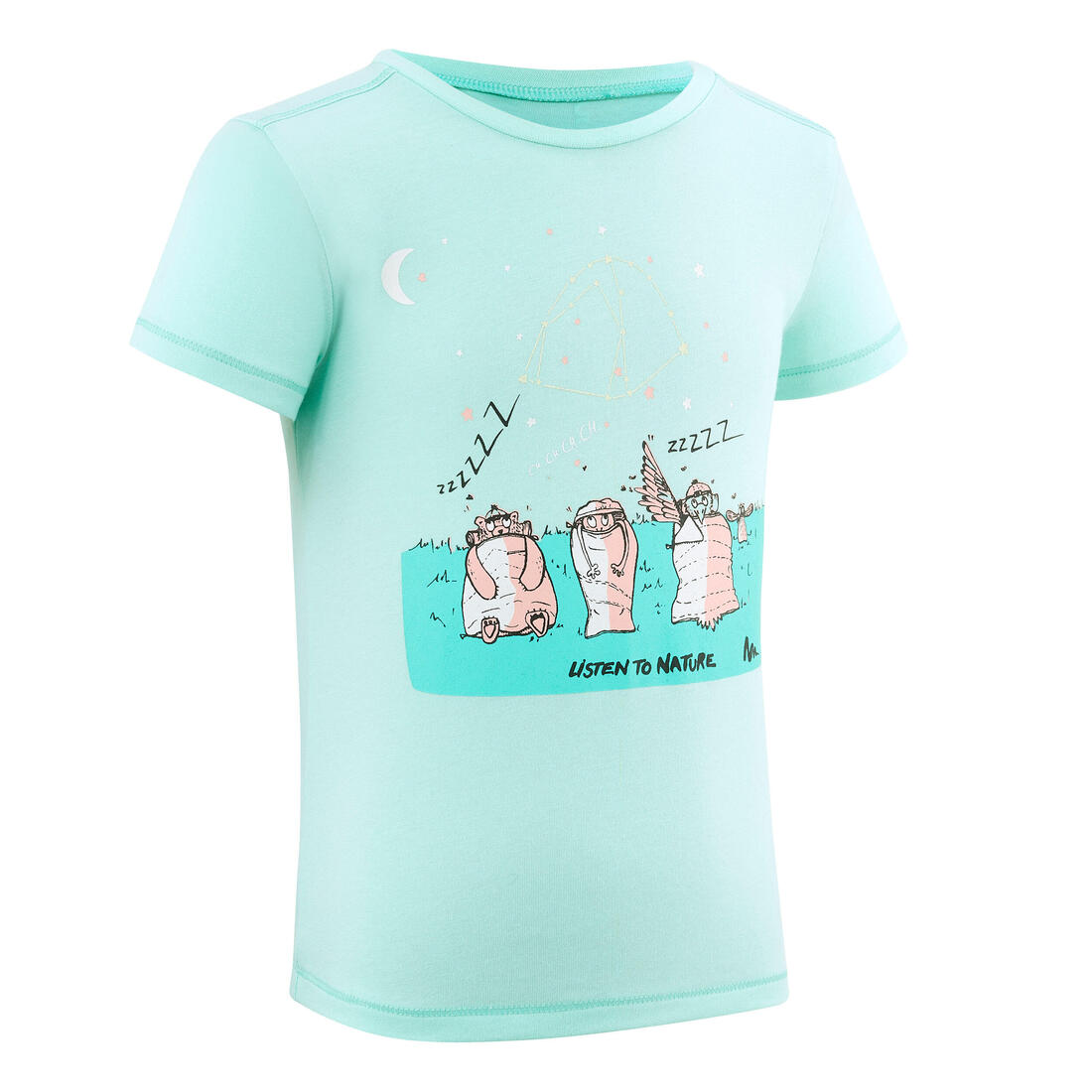 T-shirt de randonnée - MH100 KID rose pâle phosphorescent - enfant 2-6 ANS