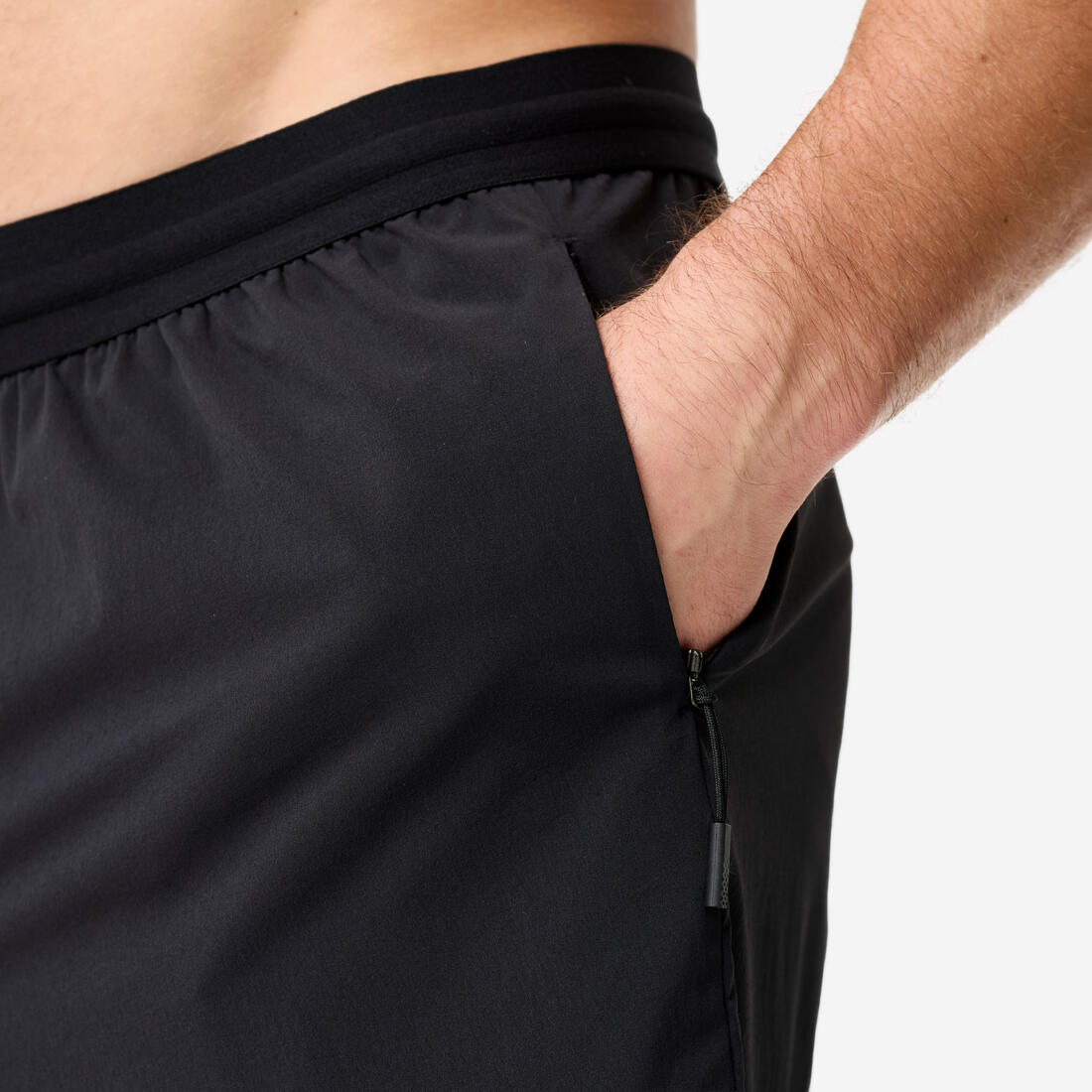 Short de fitness long 23cm homme, noir et