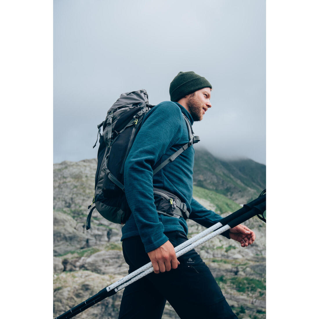 Polaire de randonnée montagne homme, MH100 demi zip