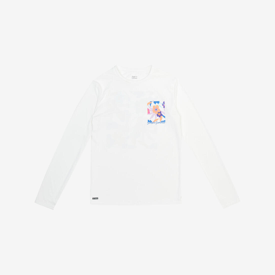 T-shirt anti UV manches longues surf Junior - 100 Vibes parme