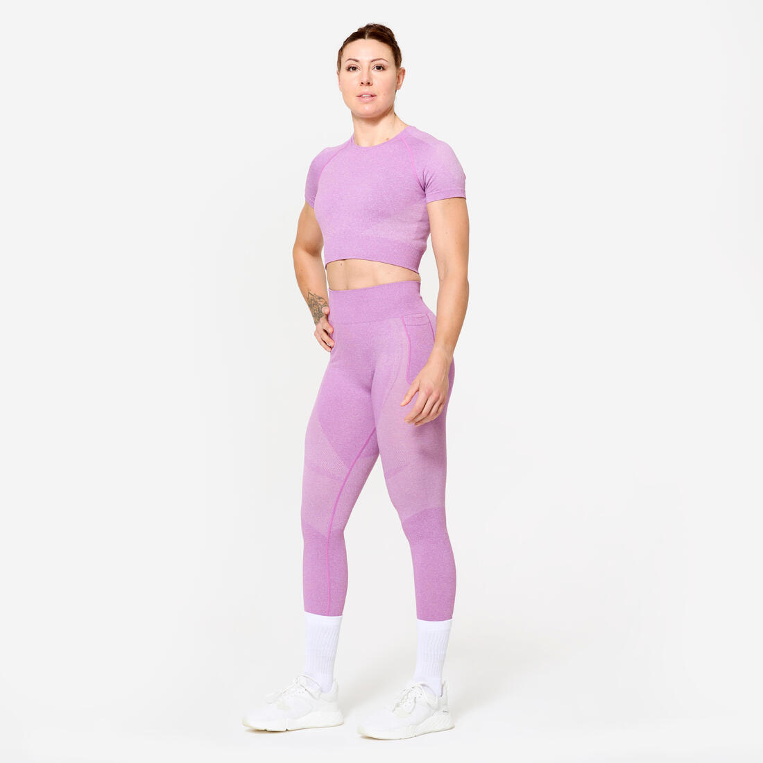Legging de sport taille haute sans couture avec poche de téléphone femme