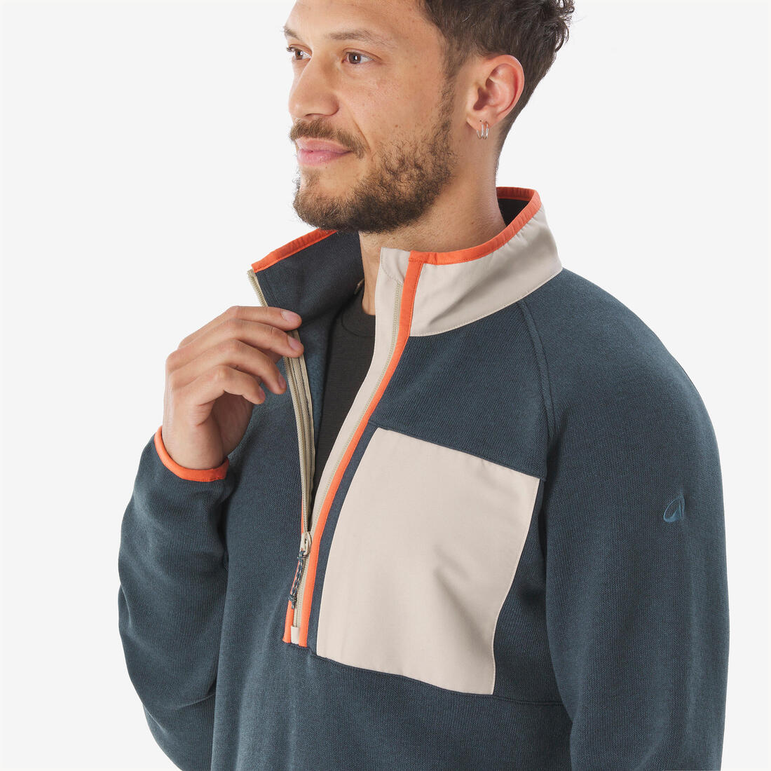 Pull de randonnée homme, NH500 Demi-zip