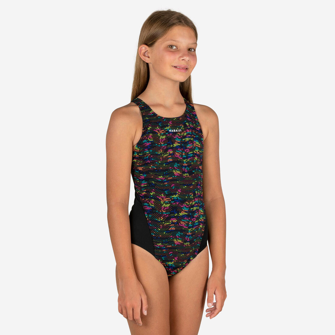 Maillot de bain 1 pièce natation Fille ado - 500 Kamiye algues