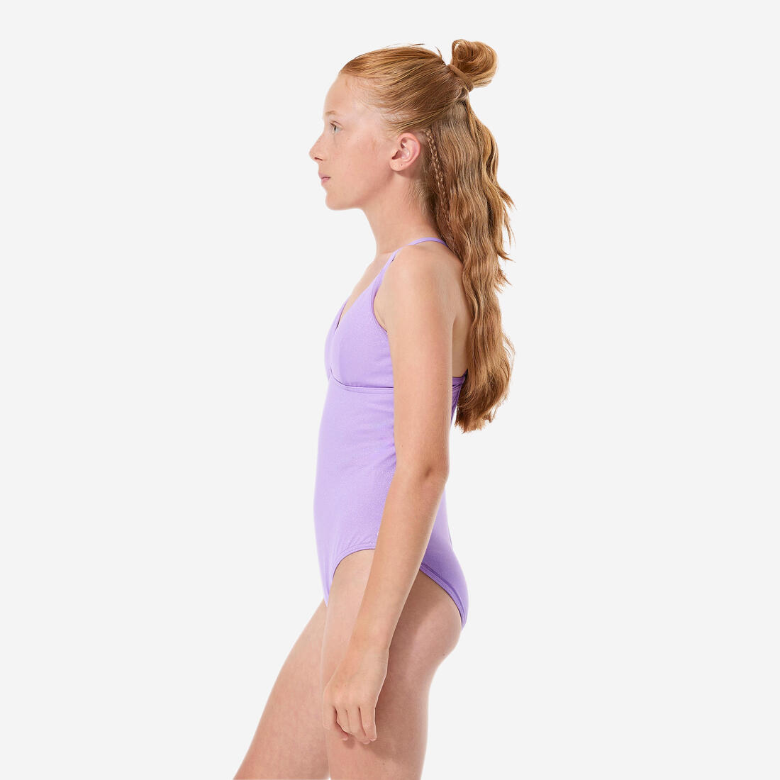 Maillot de bain lurex surf 1 pièce bretelles croisées fille, Caly zuma