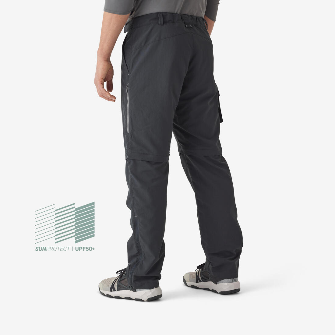 Pantalon de pêche convertible UPF50+ Homme - FT 500 ANTI-UV gris
