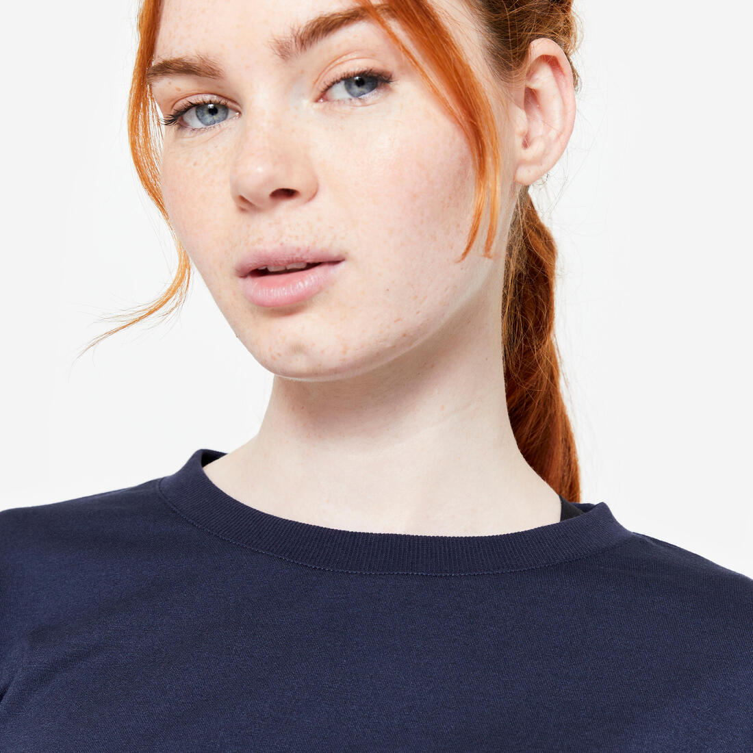 T-shirt crop top femme, bleu marine