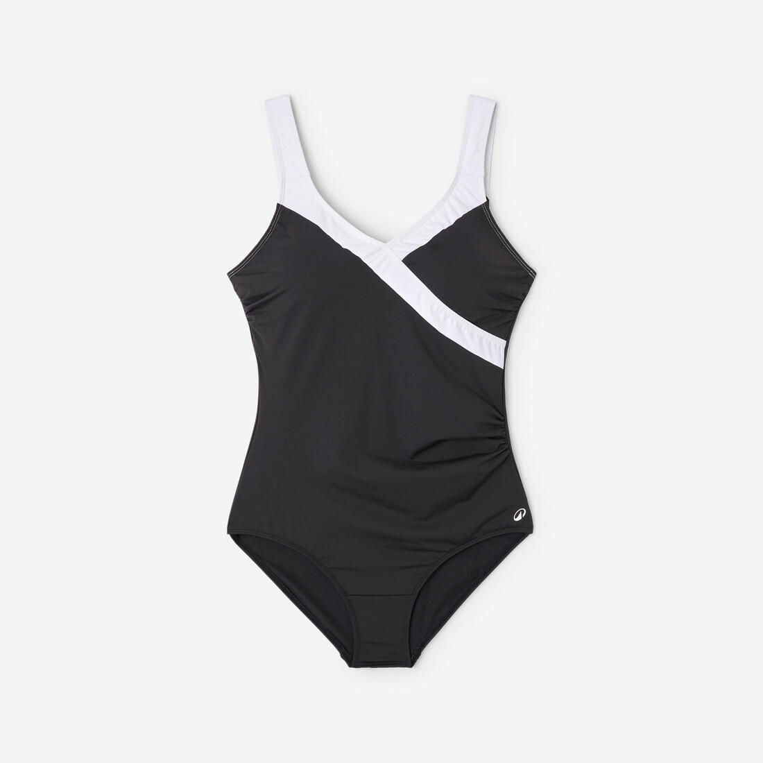 Maillot de bain 1 pièce aquagym femme, Claris noir blanc