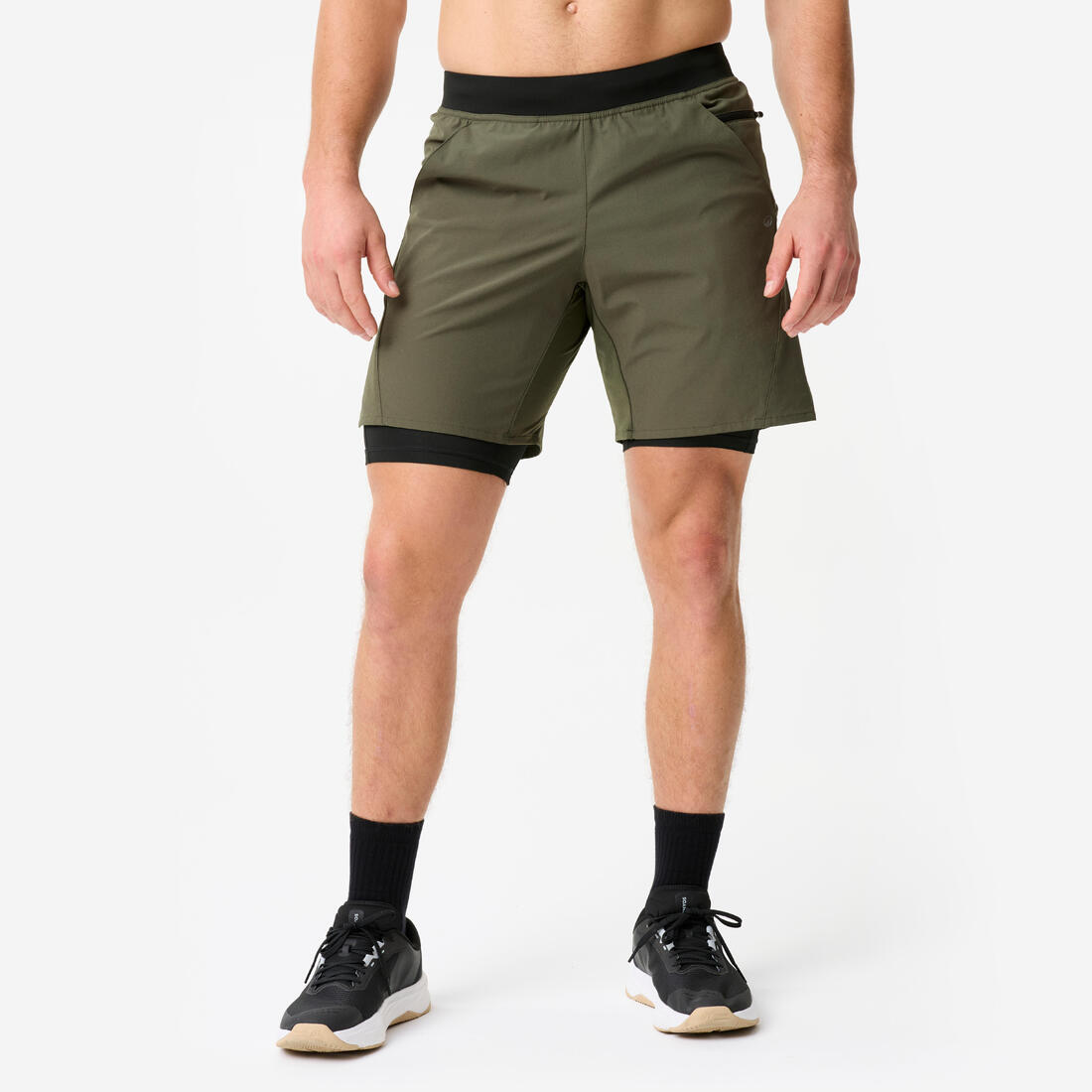 Short de fitness 2 en 1 collection respirant poche zippée homme