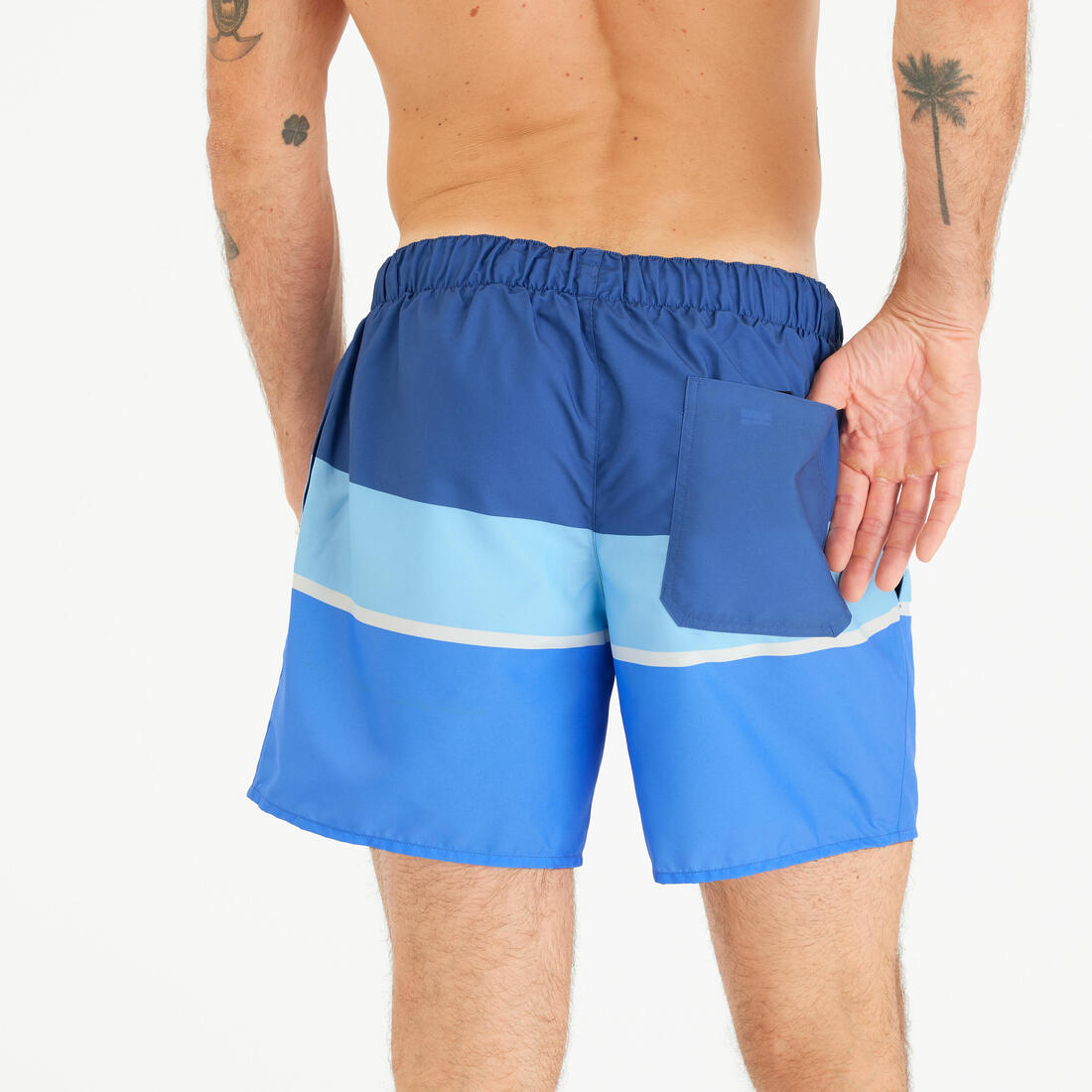 Boardshort surf 100 15" POPSTRIPE BLUE