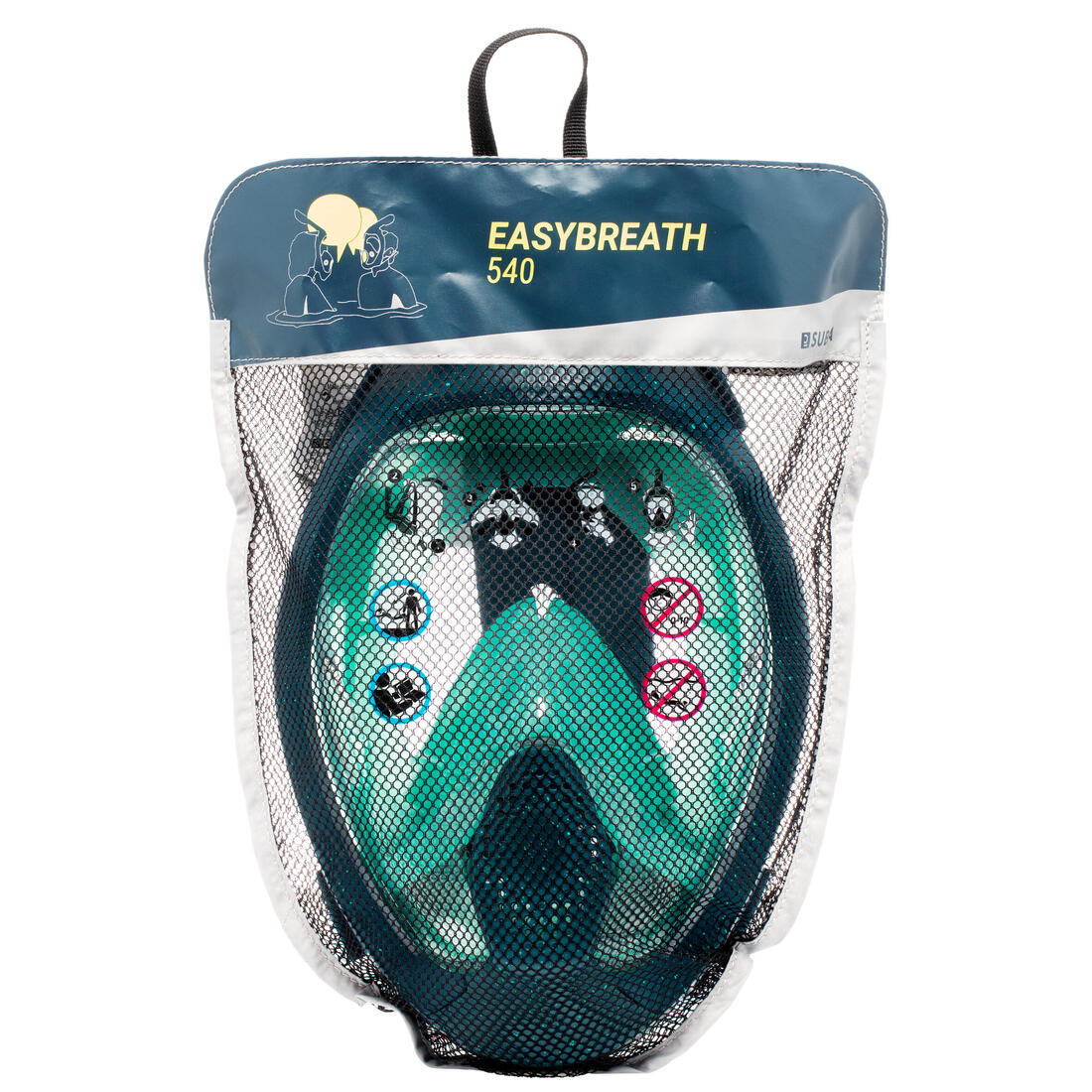 Masque snorkeling surface easybreath + avec valve acoustique > 10 ans - jungl