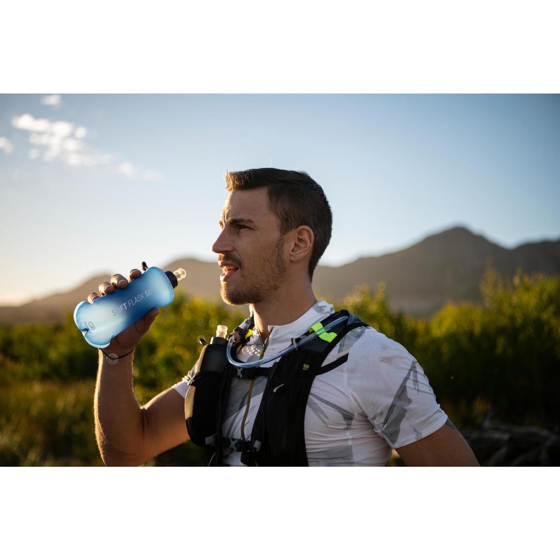 Gourde flasque souple trail running 500 ml bleu