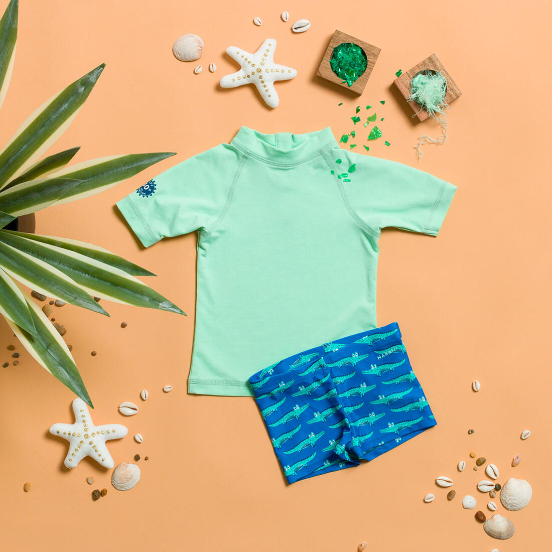 T-shirt anti uv bébé manches courtes corail