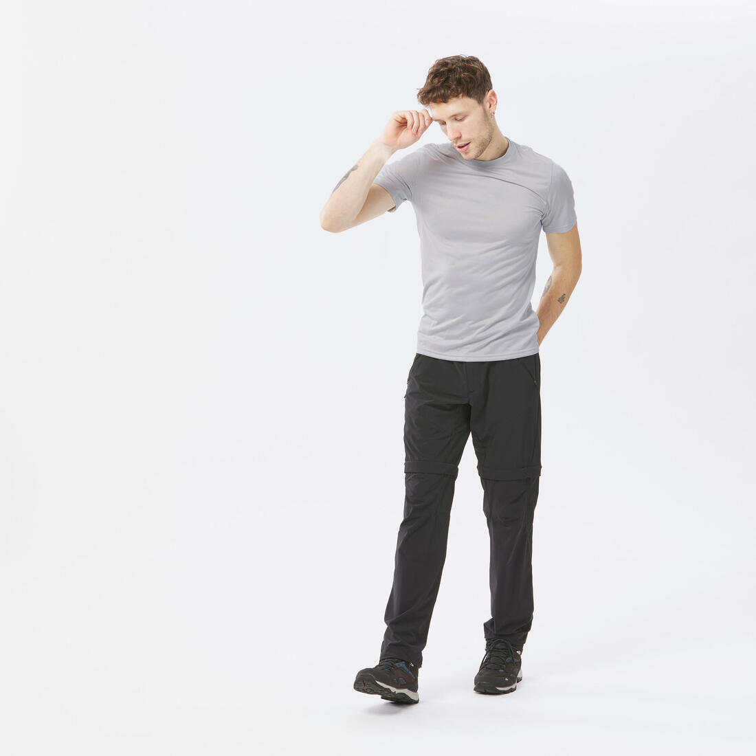 T-shirt de randonnée manches courtes en synthétique - Homme- MH100