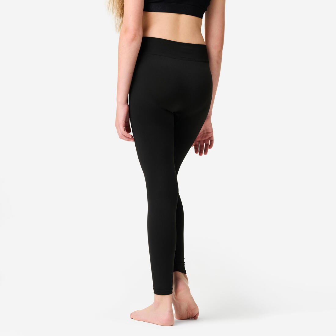 Legging danse moderne, taille haute fille, noir