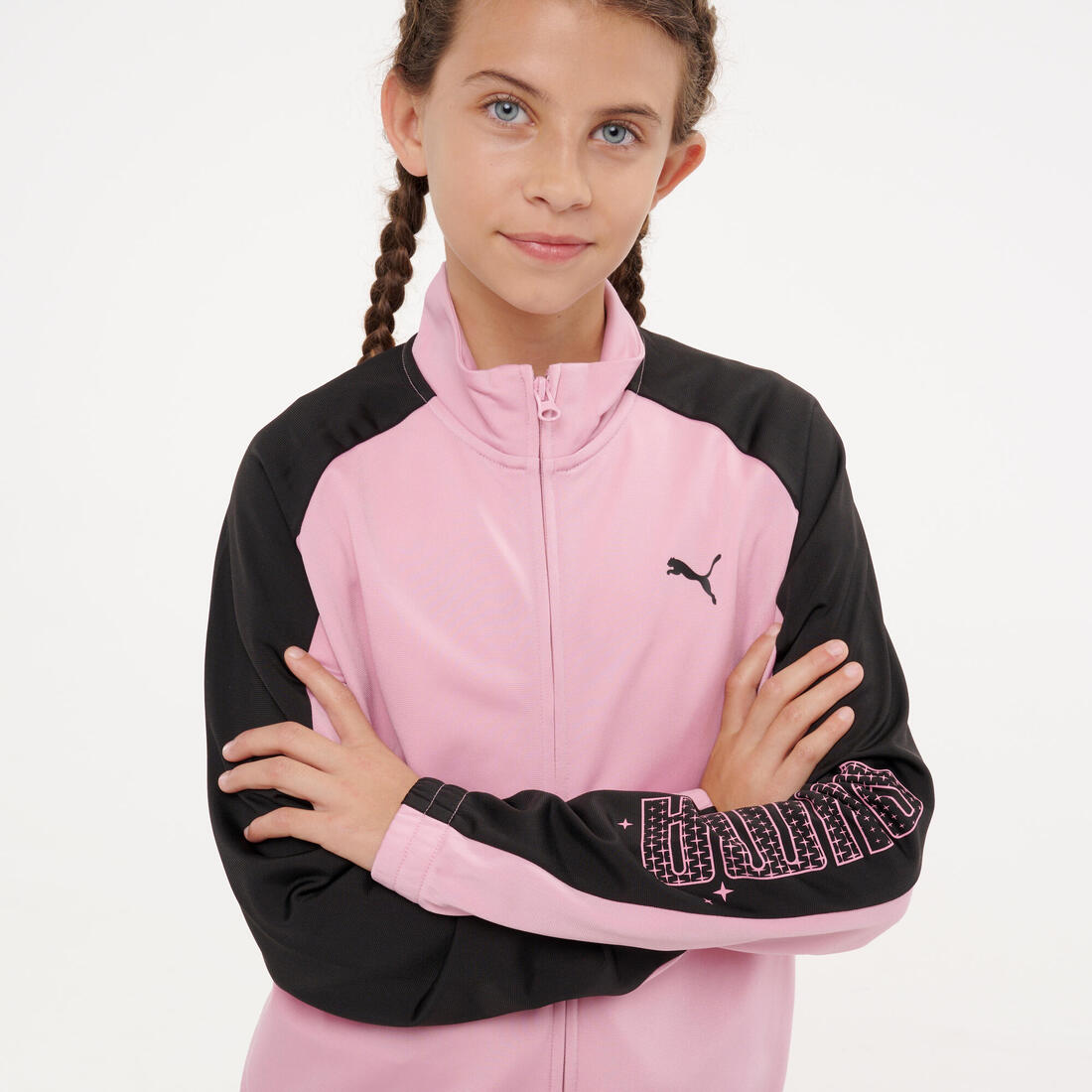Ensemble survêtement polyester fille, rose et