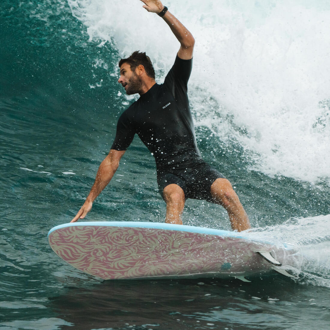 Planche de surf en mousse 6' swallow tail 49L - bleu ciel
