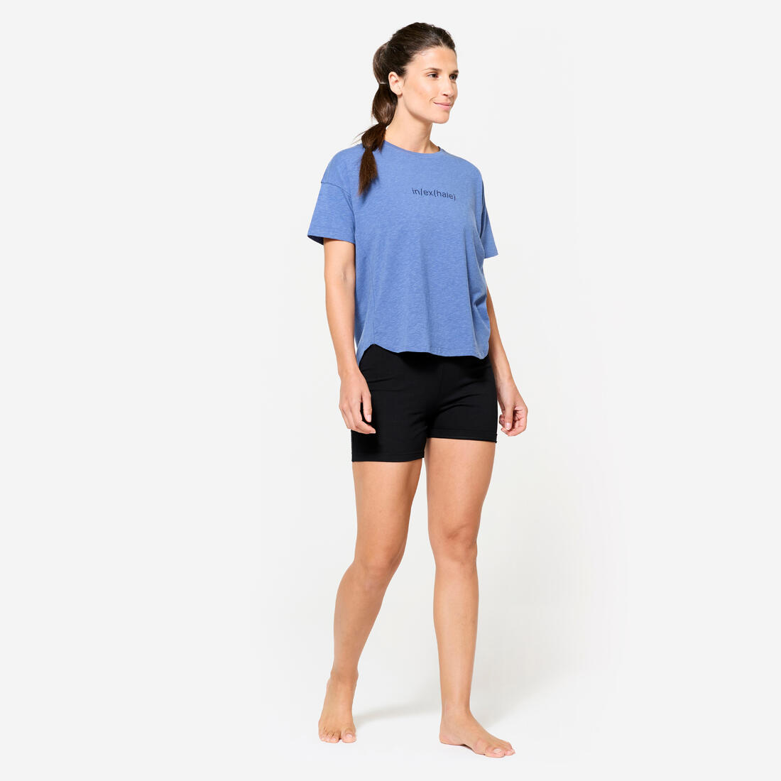 Short de yoga coton doux taille haute femme