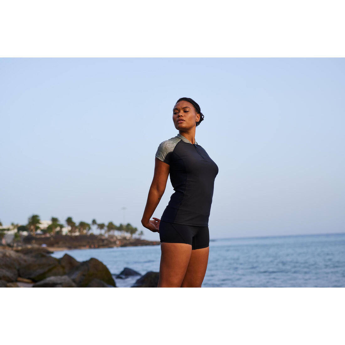 Top manches courtes d'Aquagym et d'Aquafitness femme noir lia
