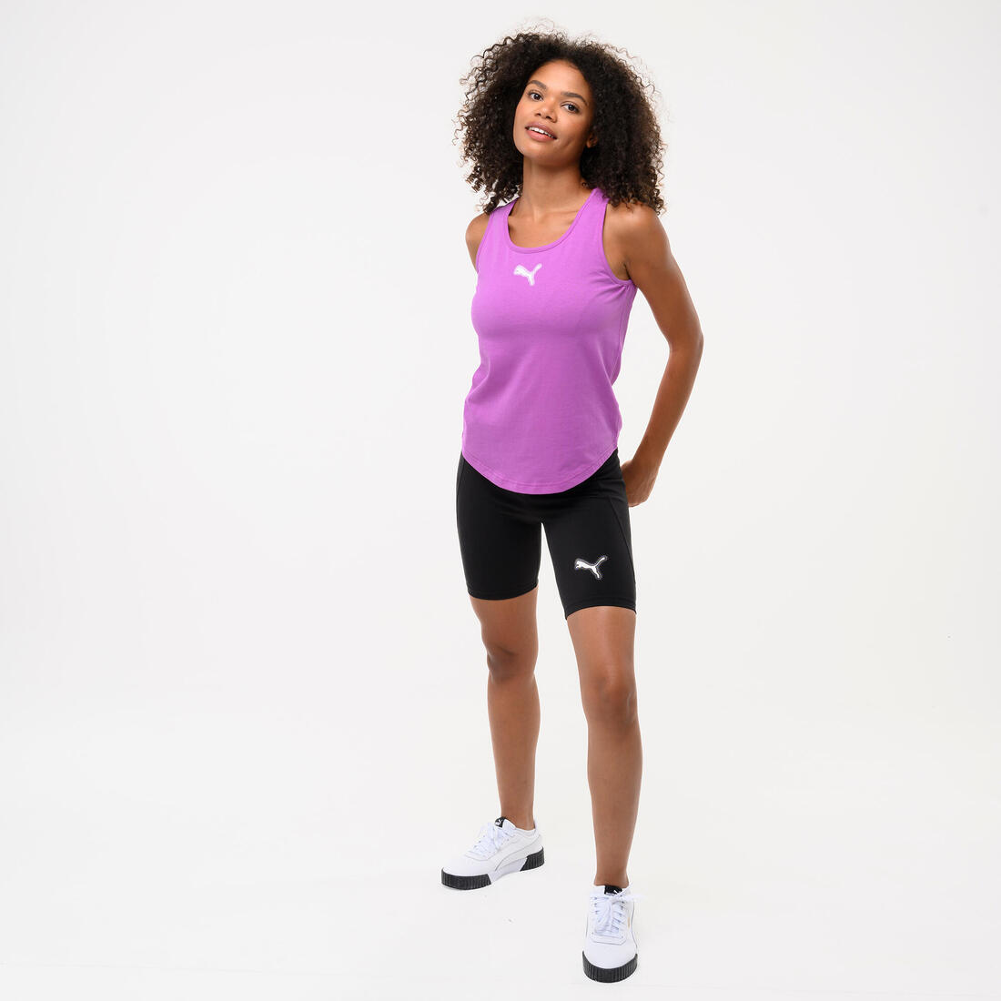Short cycliste coton femme, noir