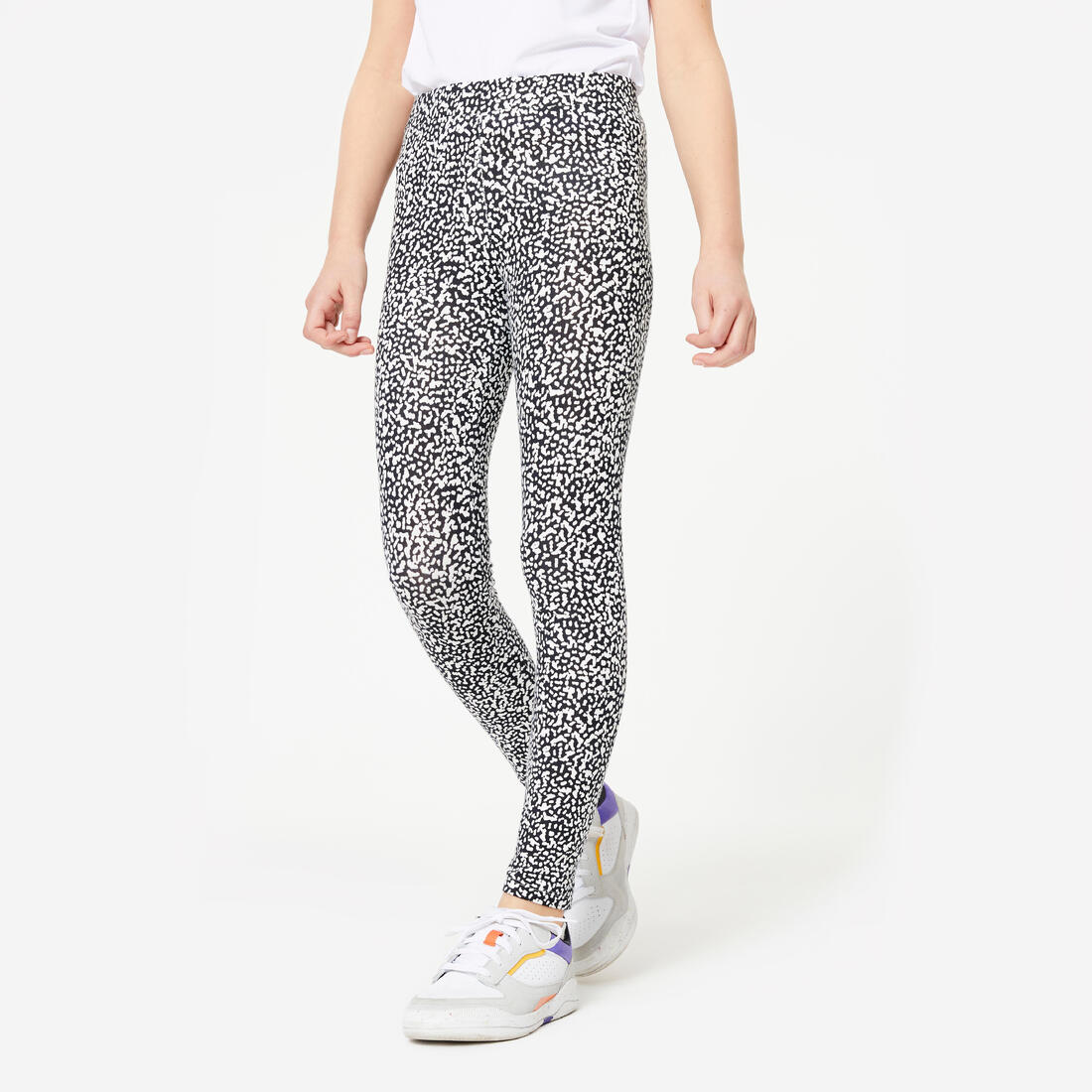 Legging en coton fille, imprimé noir et
