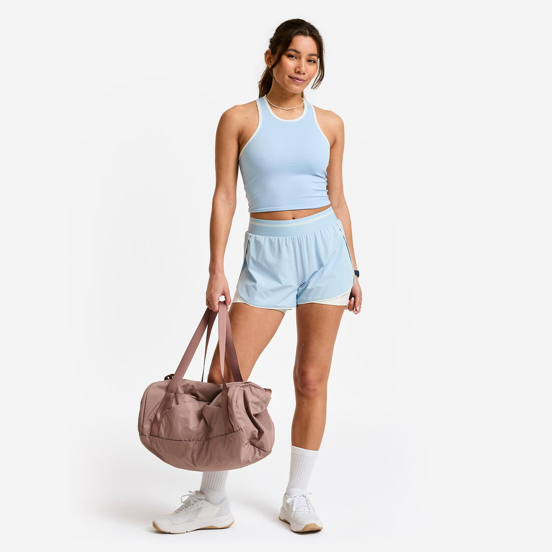 Débardeur court dos nageur femme, bleu foncé