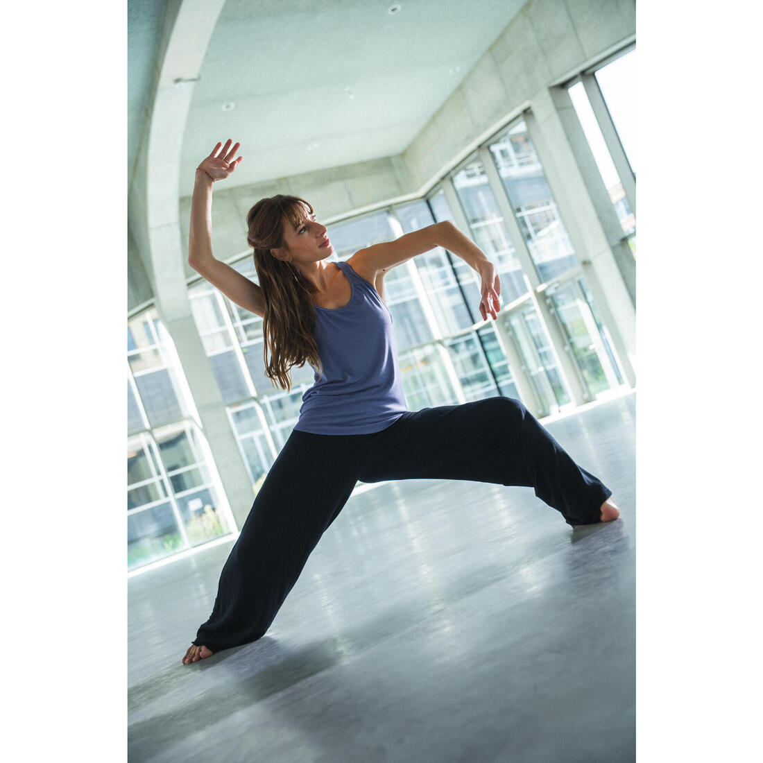 Pantalon de danse moderne fluide et large femme, noir